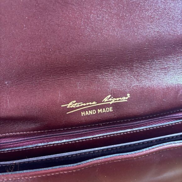 Vintage Etienne Aigner Burgundy Oxblood Leather Classic Clutch Shoulder Bag - Picture 10 of 16